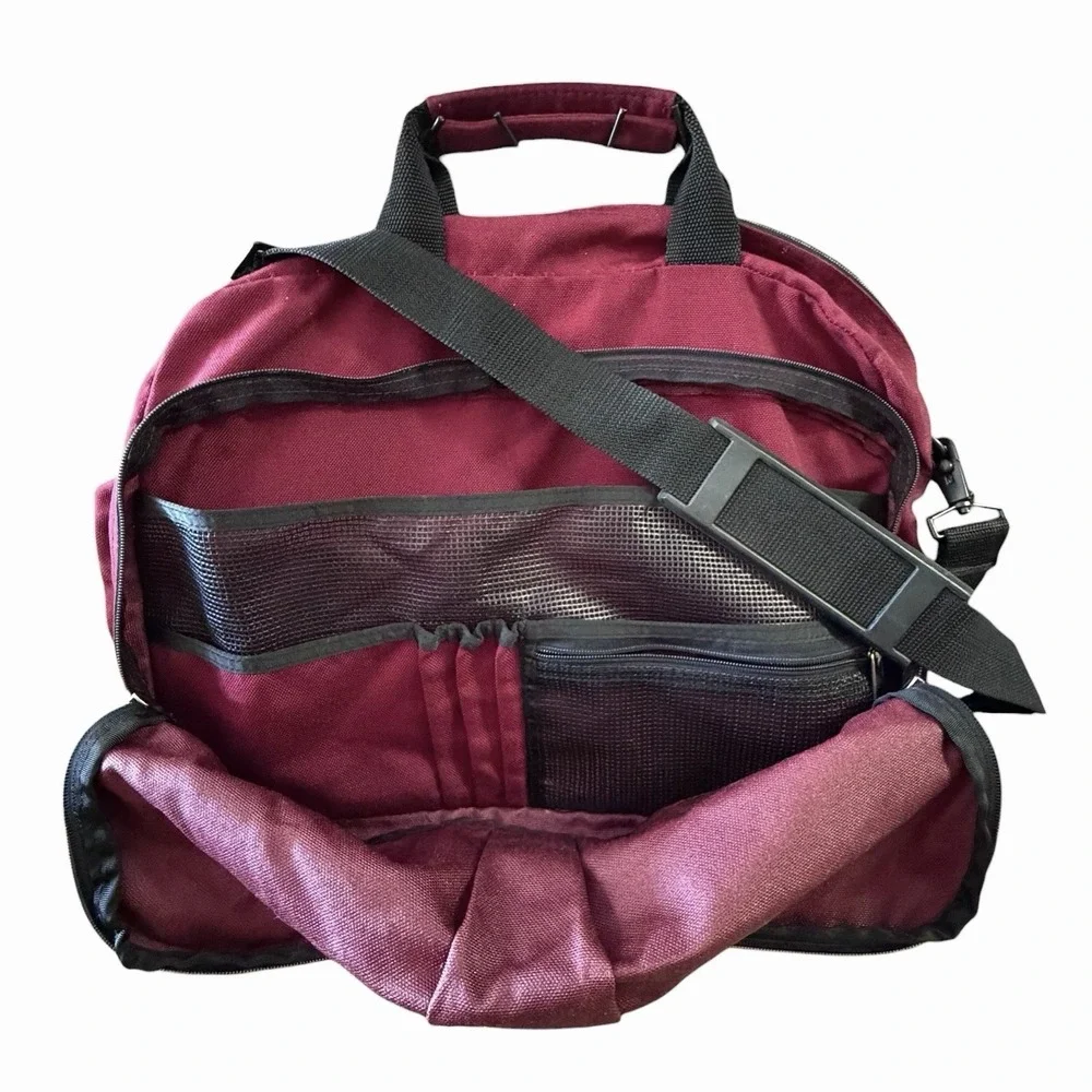 Vintage Trager USA Seattle Shoulder‎ Crossbody Bag Campus Organizer Nylon Maroon